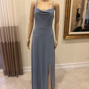 Birdy Grey Blue Cowl-Neck Maxi Dress - Size Small